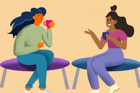 Illustration: Zwei Frauen reden miteinander.